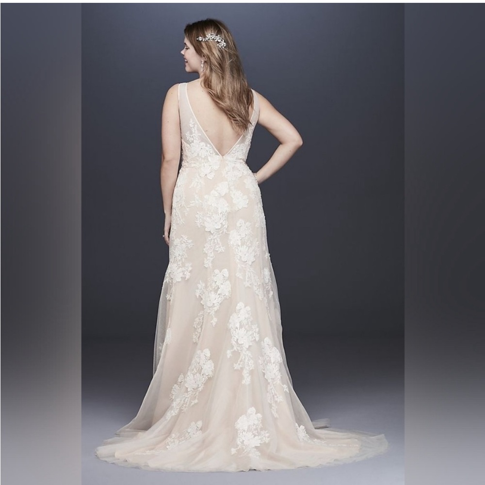 Melissa Sweet Wedding Dress MS251200 Champagne Ivory Floral Applique NWT (24W) - Picture 3 of 13